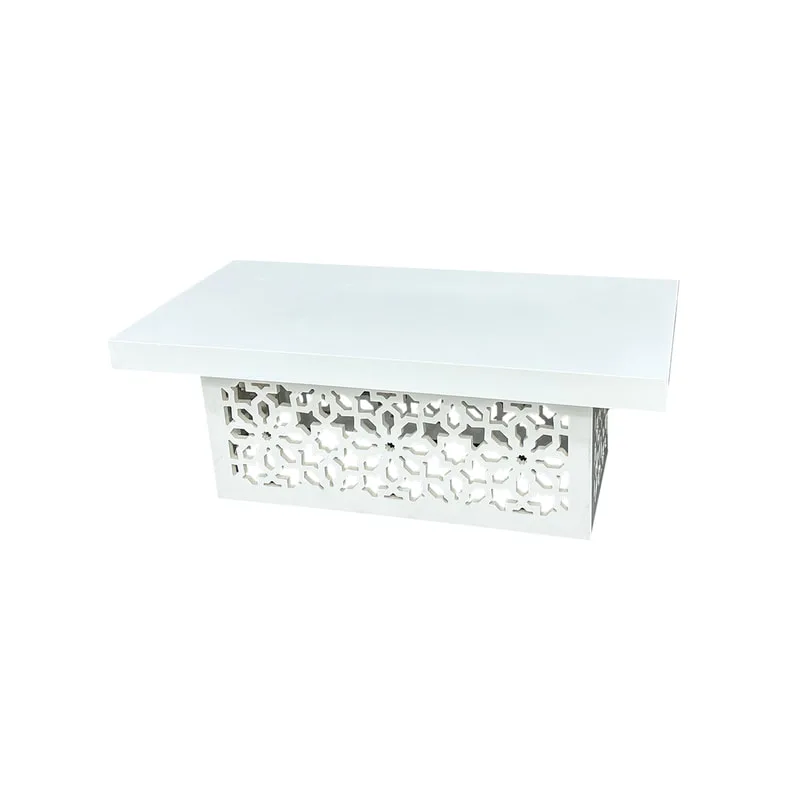 F-CT218-WH Marah rectangular Coffee table in white with mashrabiya frame