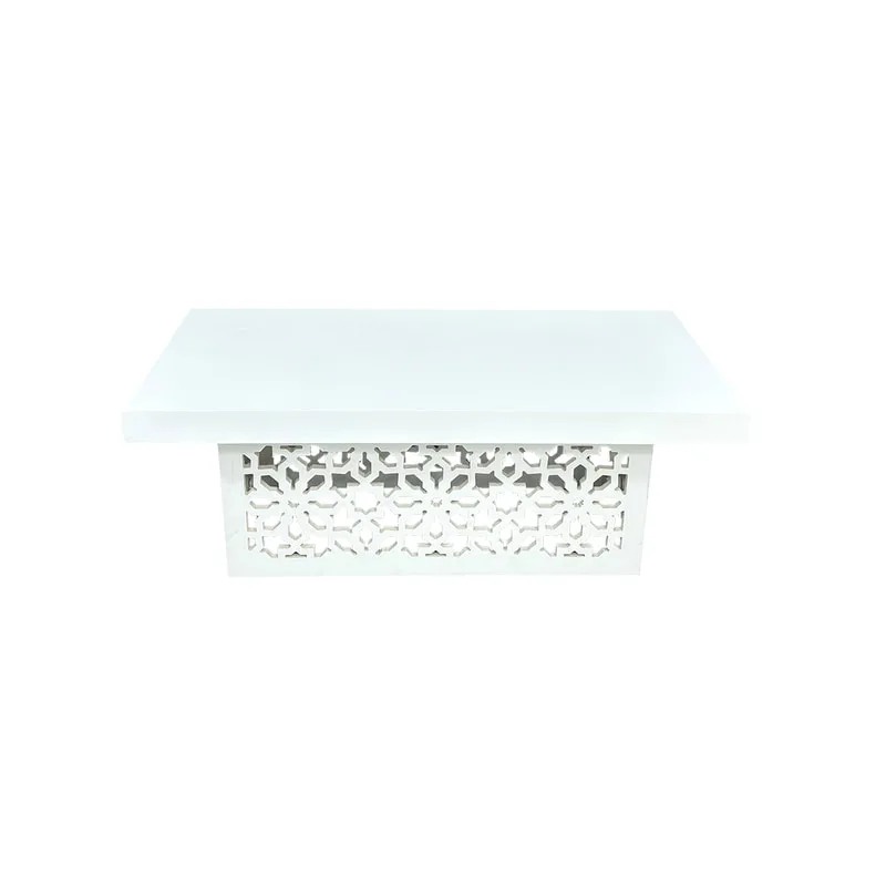 F-CT218-WH Marah rectangular Coffee table in white with mashrabiya frame