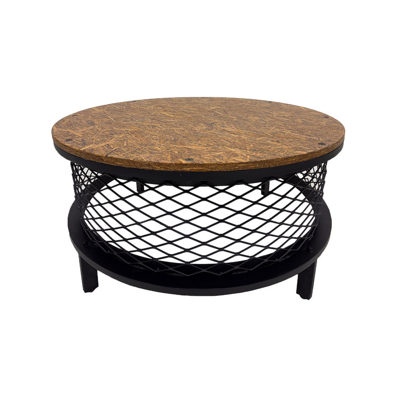 F-CT227-BB Renan round coffee table in strand board top and black metal frame