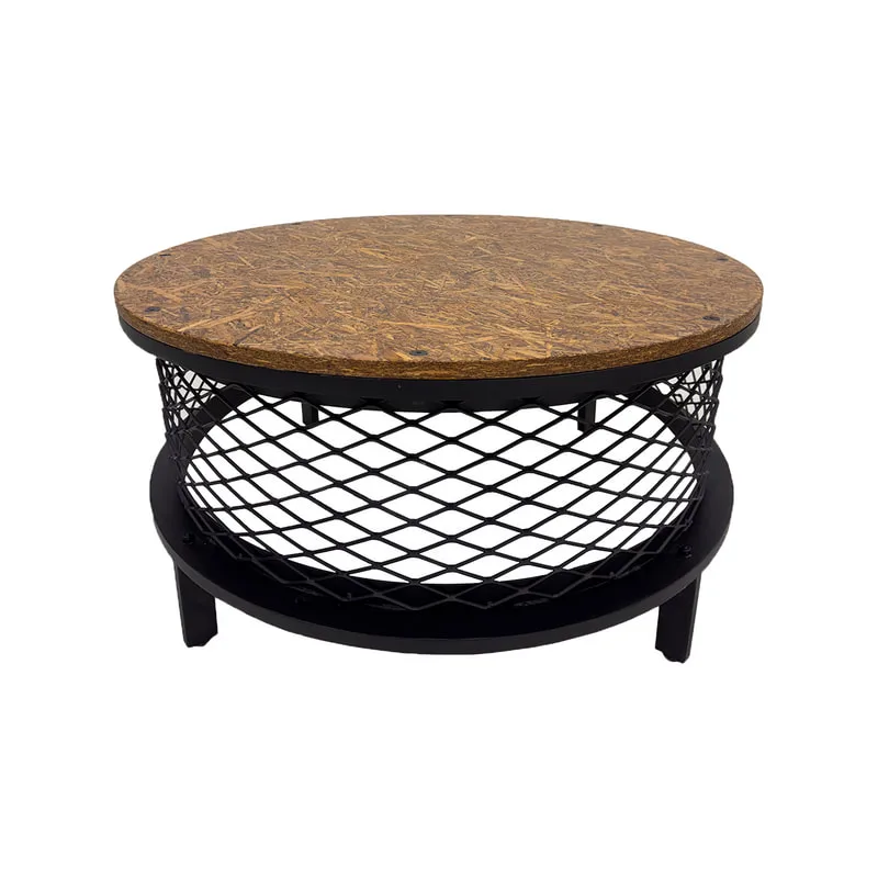 F-CT227-BB Renan round coffee table in strand board top and black metal frame