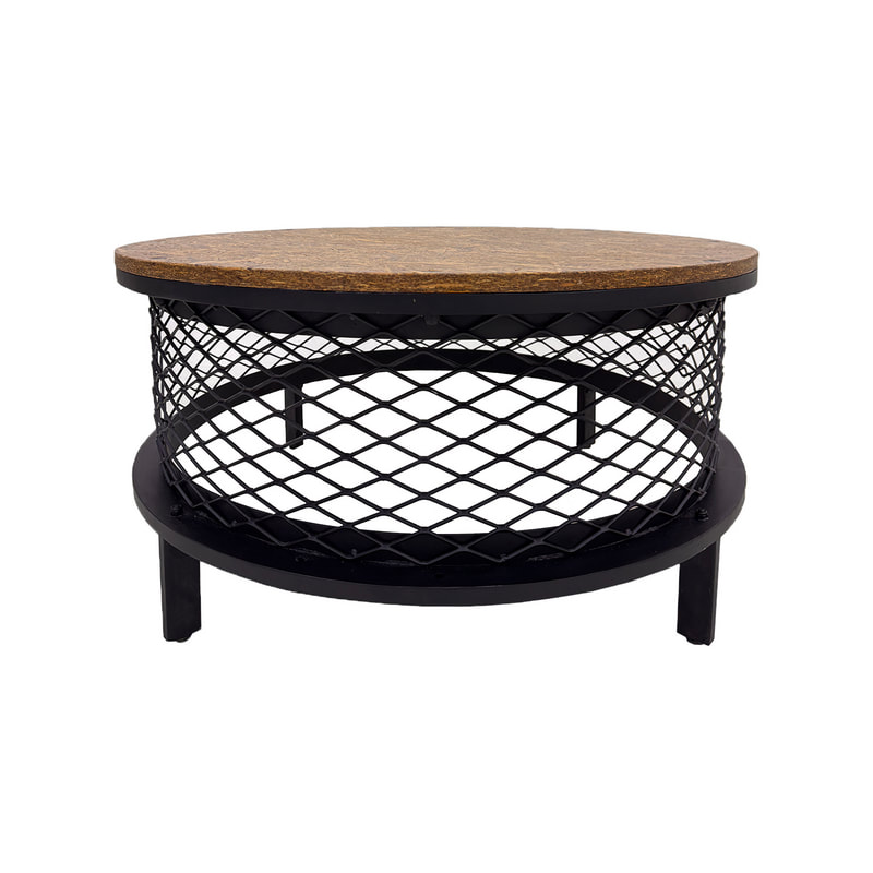 F-CT227-BB Renan round coffee table in strand board top and black metal frame