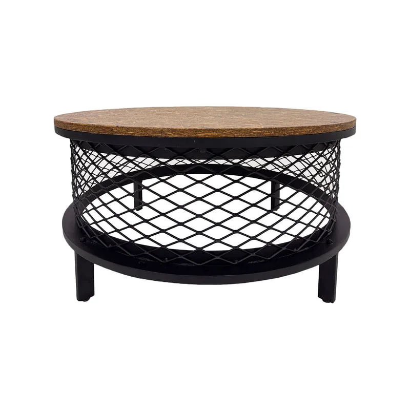 F-CT227-BB Renan round coffee table in strand board top and black metal frame