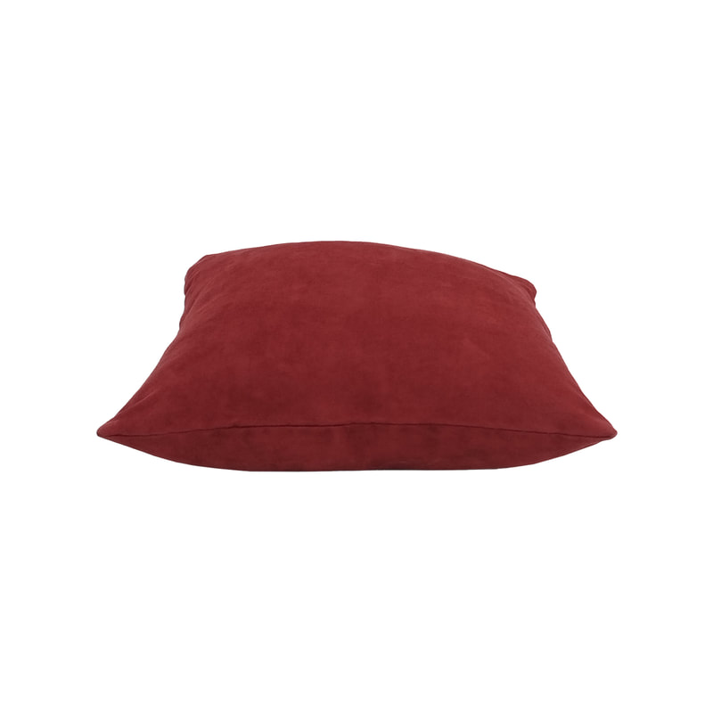 F-CW128-DR 40cm x 40cm Luca cushion - dark red suede fabric