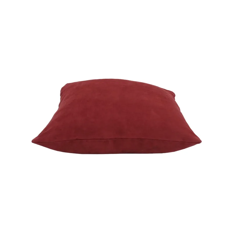 F-CW128-DR 40cm x 40cm Luca cushion - dark red suede fabric