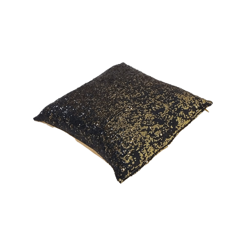 F-CW162-BG for 40cm x 40cm Sev cushion in black & gold sequence fabric