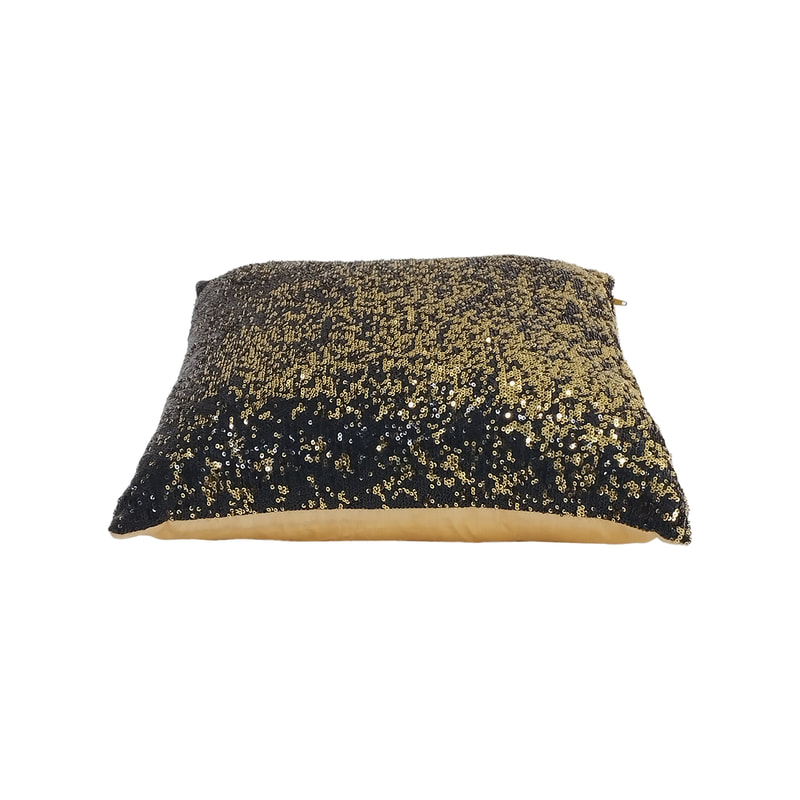 F-CW162-BG for 40cm x 40cm Sev cushion in black & gold sequence fabric