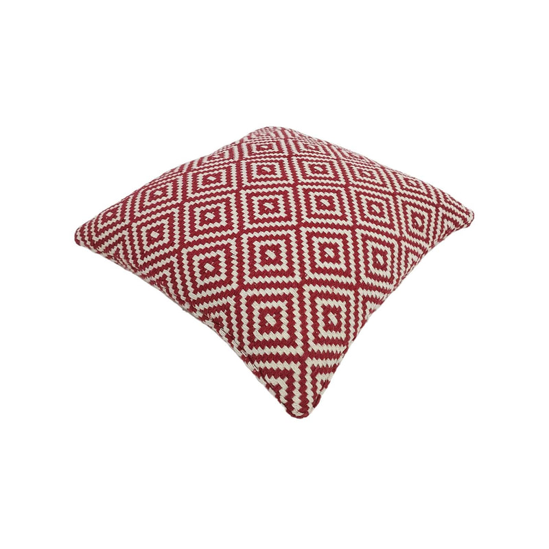 F-CW204-WR Eloise cushion in red and white pattern