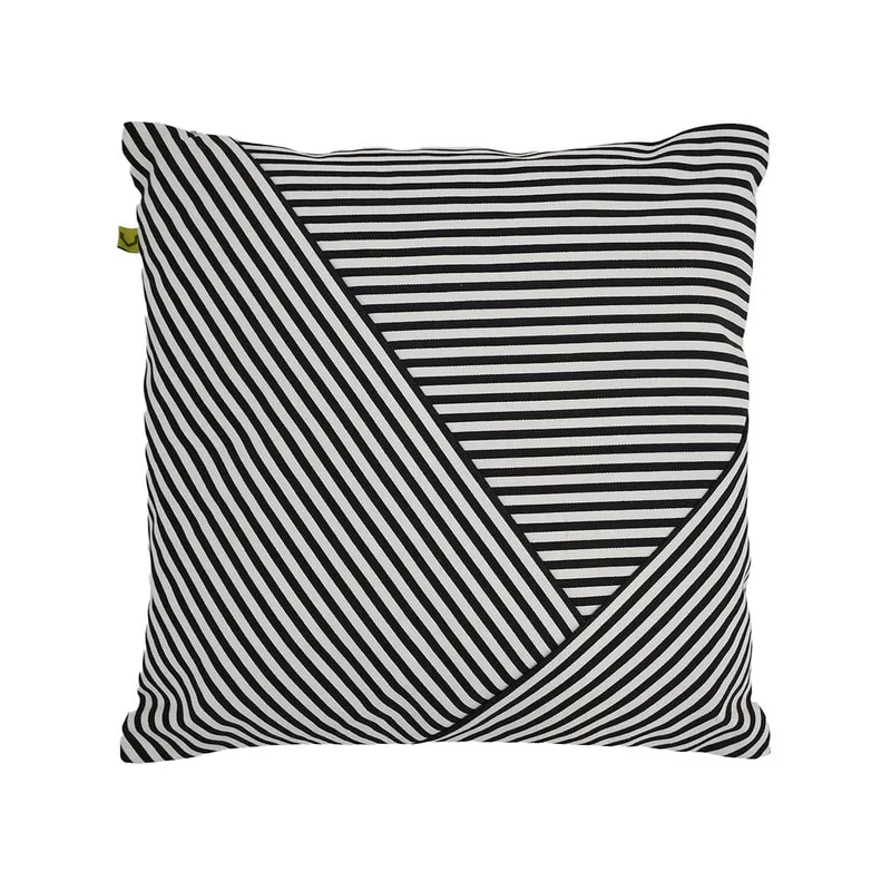 F-CX129-BW 45cm x 45cm Yatai cushion in black & white printed fabric 