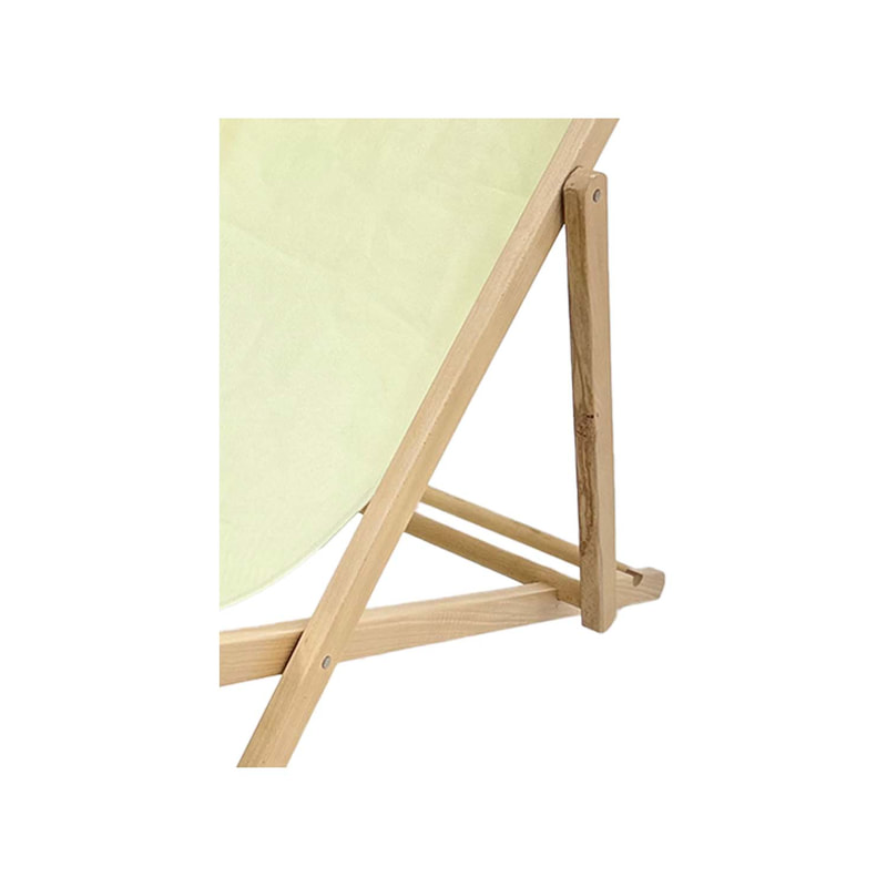 F-DC101-CR Malibu deck chair in cream fabric with natural wooden frame