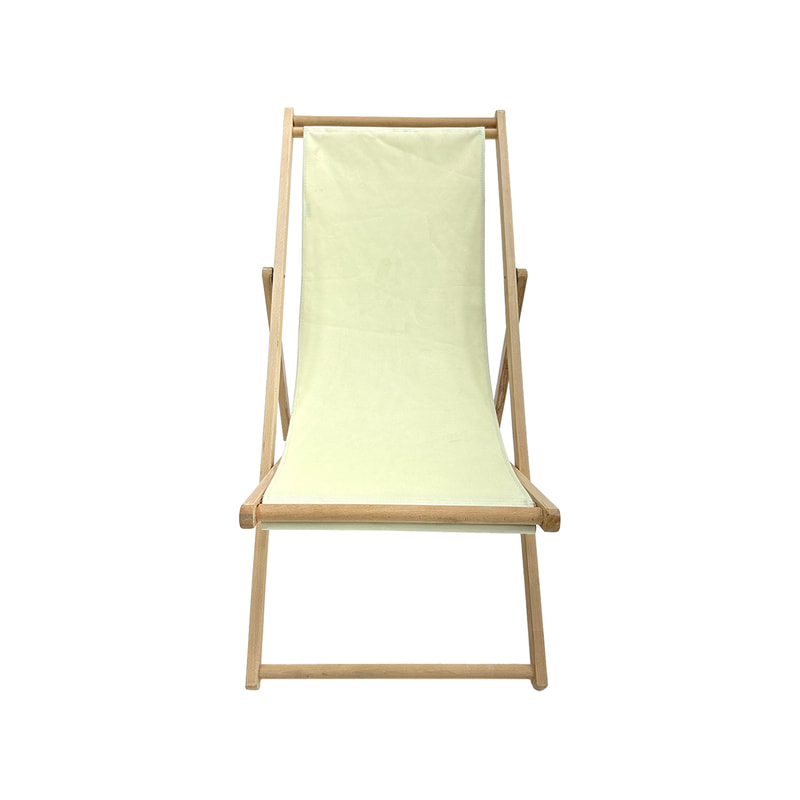 F-DC101-CR Malibu deck chair in cream fabric with natural wooden frame