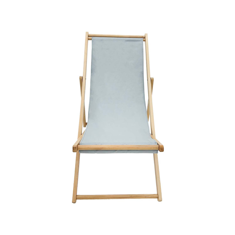 F-DC101-GY Malibu deck chair in grey fabric with natural wooden frame