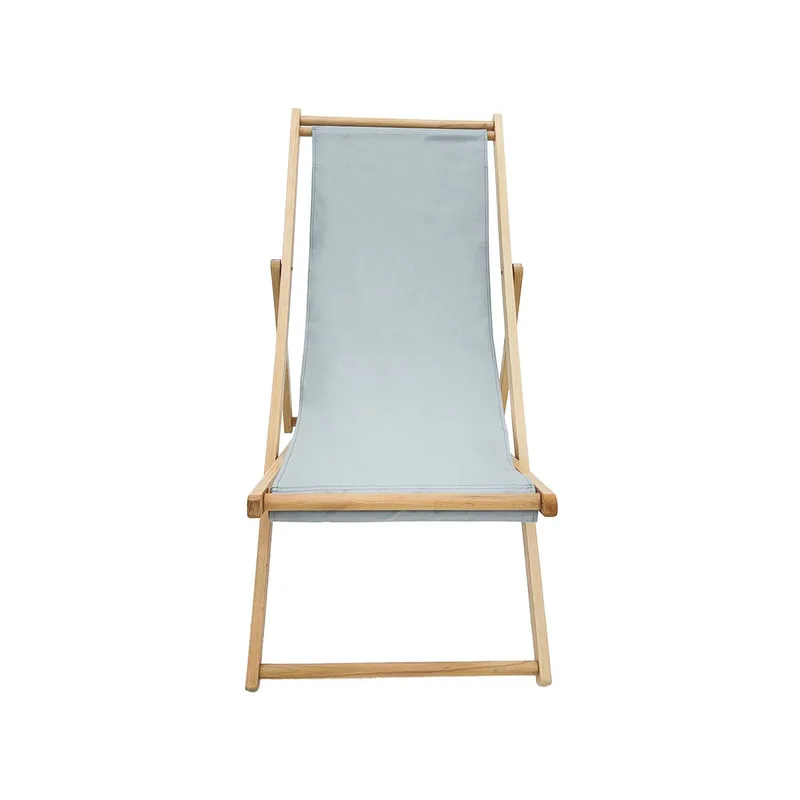 F-DC101-GY Malibu deck chair in grey fabric with natural wooden frame