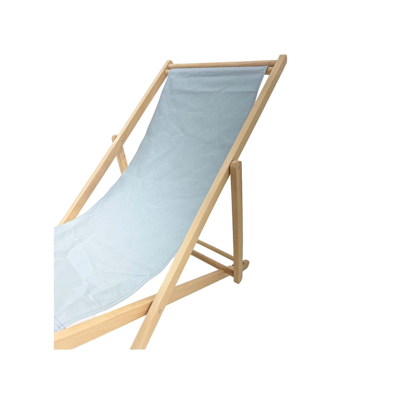 F-DC101-GY Malibu deck chair in grey fabric with natural wooden frame