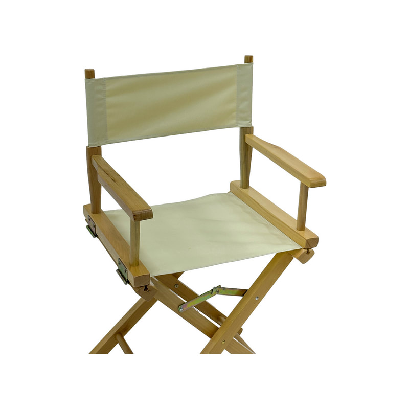 F-DR101-CR Kubrick director's chair in cream fabric with natural wooden frame 