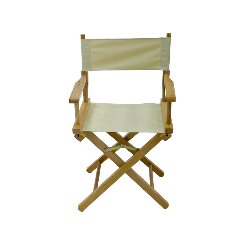 F-DR101-CR Kubrick director's chair in cream fabric with natural wooden frame 
