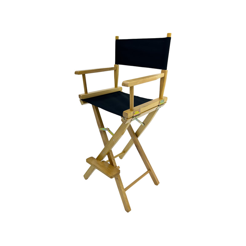 F-DR102-BL Kubrick director's high chair in black fabric with natural wooden frame 
