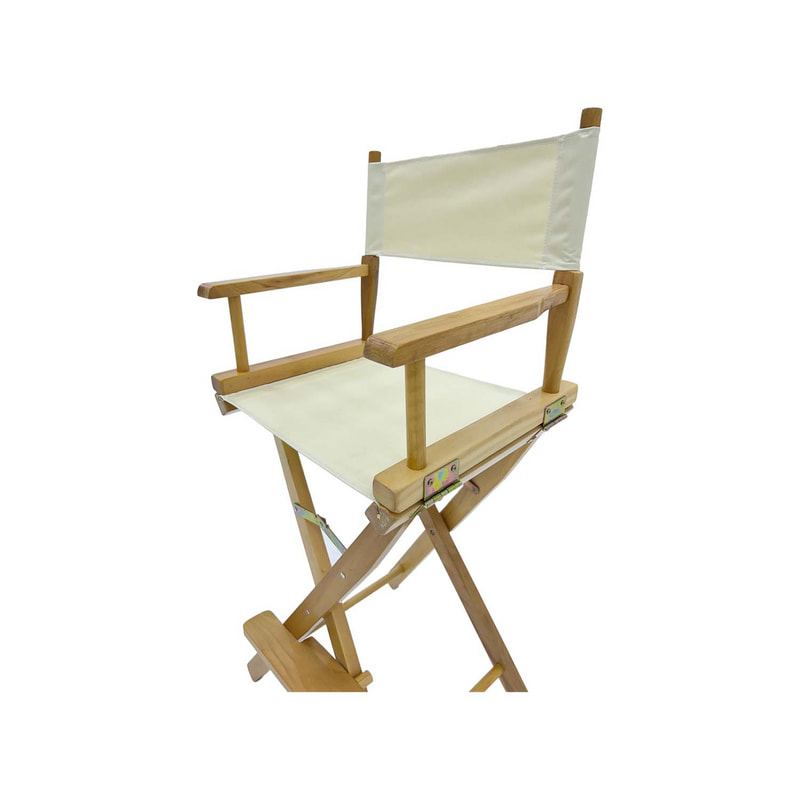 F-DR102-CR Kubrick director's high chair in cream fabric with natural wooden frame 