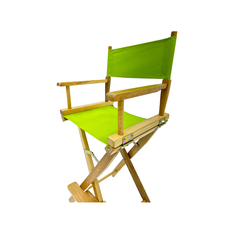 F-DR102-GL Kubrick director's high chair in lime green fabric with natural wooden frame 