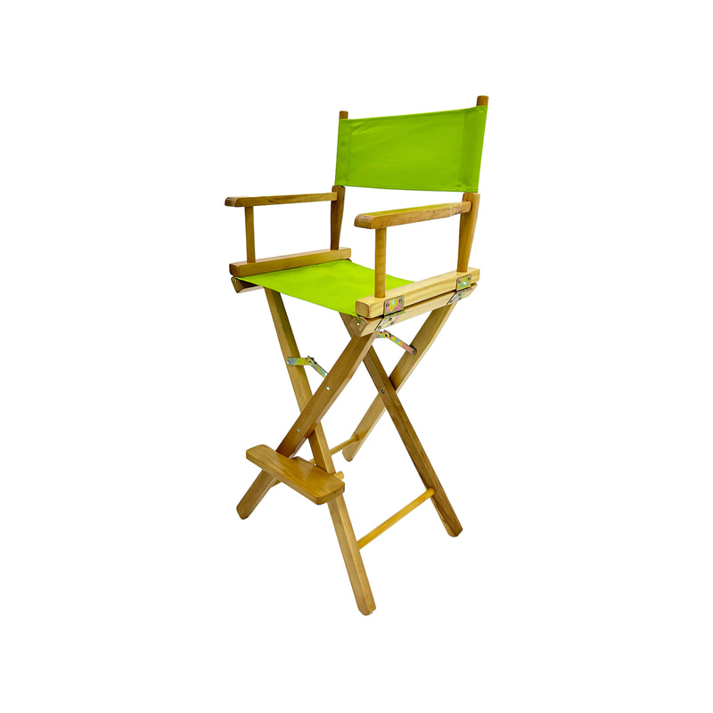 F-DR102-GL Kubrick director's high chair in lime green fabric with natural wooden frame 