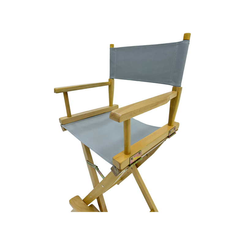 F-DR102-GY Kubrick director's high chair in grey fabric with natural wooden frame 