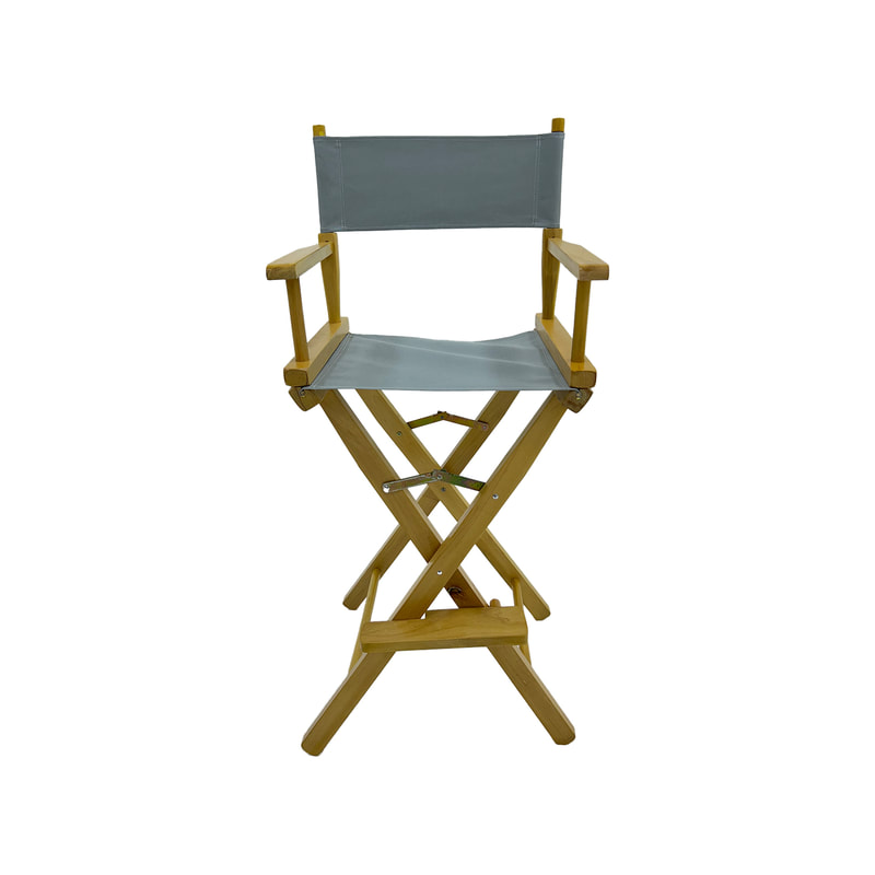 F-DR102-GY Kubrick director's high chair in grey fabric with natural wooden frame 