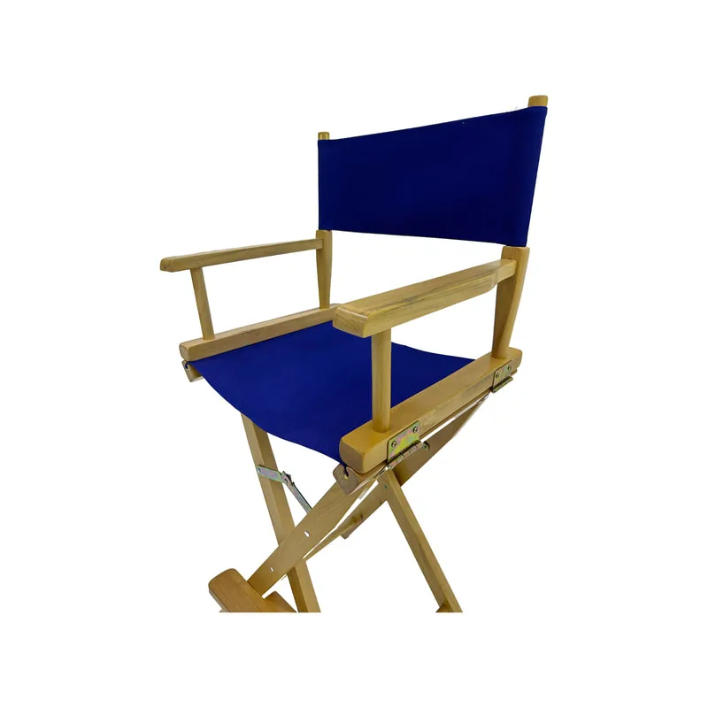 F-DR102-MB Kubrick director's high chair in midnight blue fabric with natural wooden frame 