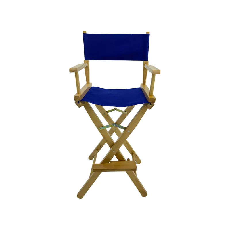 F-DR102-MB Kubrick director's high chair in midnight blue fabric with natural wooden frame 