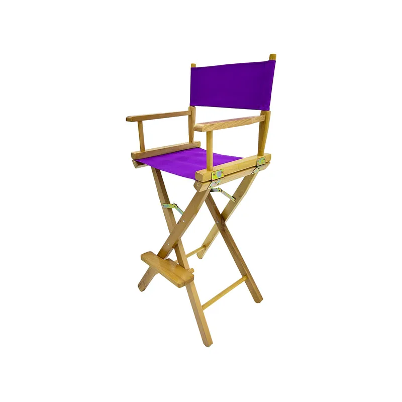 F-DR102-PR Kubrick director's high chair in purple fabric with natural wooden frame 