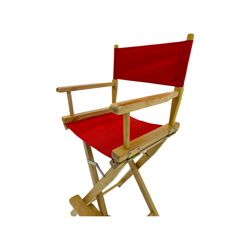 F-DR102-RE Kubrick director's high chair in red fabric with natural wooden frame 