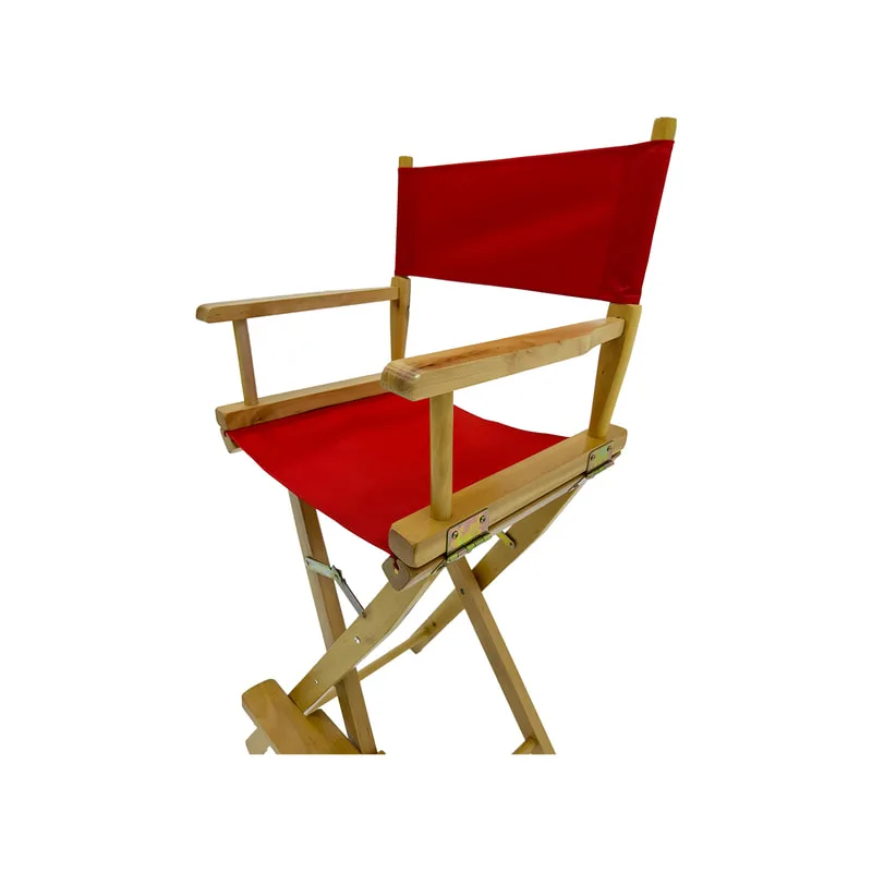 F-DR102-RE Kubrick director's high chair in red fabric with natural wooden frame 