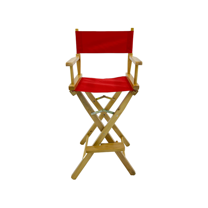 F-DR102-RE Kubrick director's high chair in red fabric with natural wooden frame 