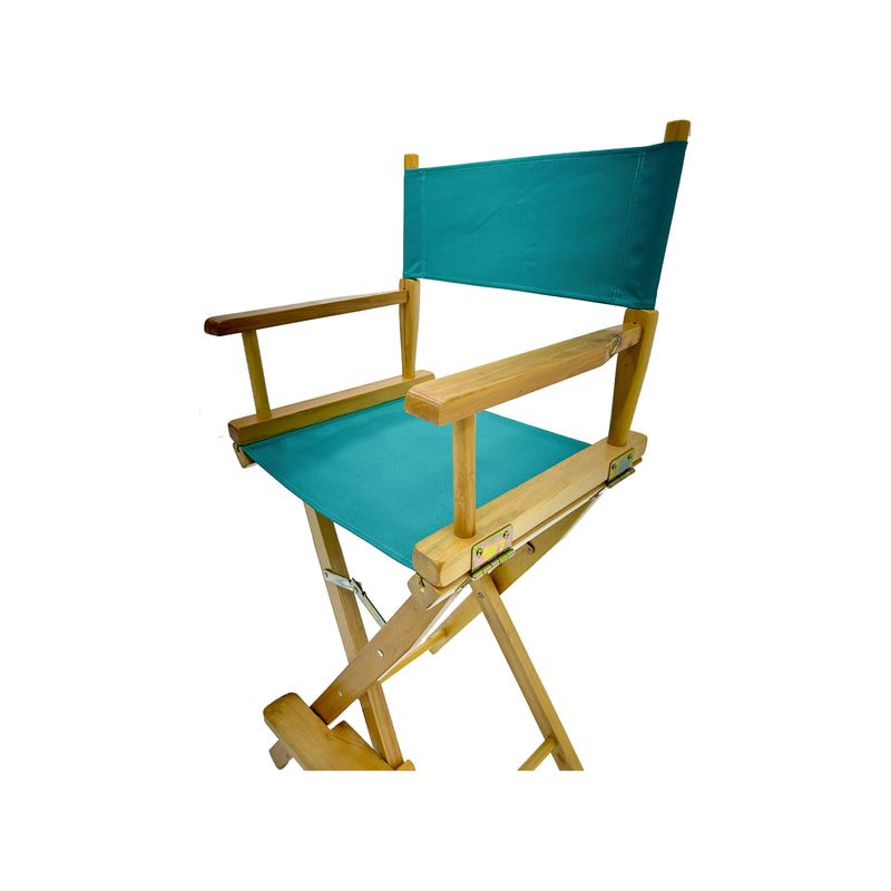 F-DR102-TL Kubrick director's high chair in teal fabric with natural wooden frame 