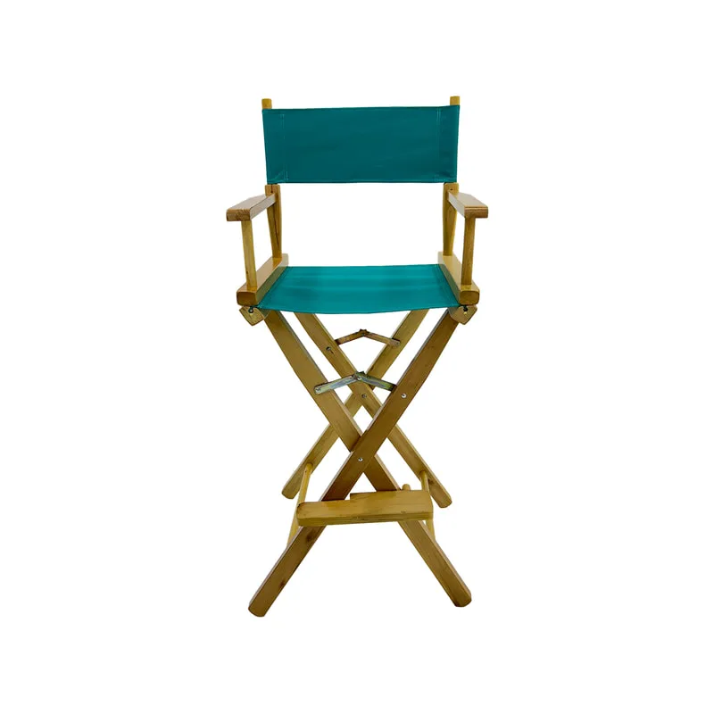 F-DR102-TL Kubrick director's high chair in teal fabric with natural wooden frame 