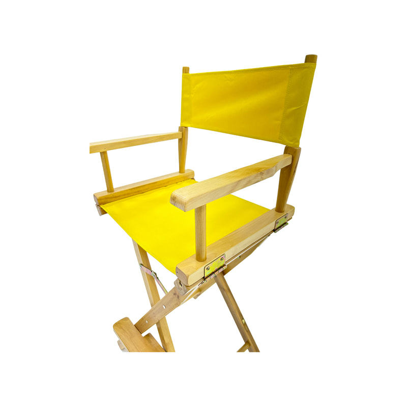F-DR102-YL Kubrick director's high chair in yellow fabric with natural wooden frame 