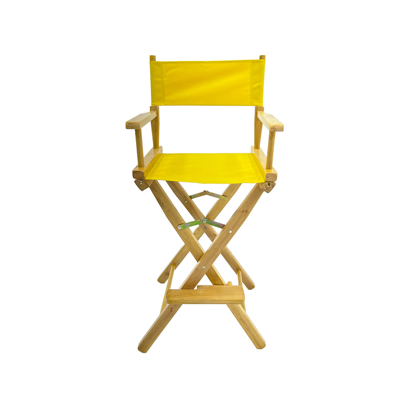 F-DR102-YL Kubrick director's high chair in yellow fabric with natural wooden frame 