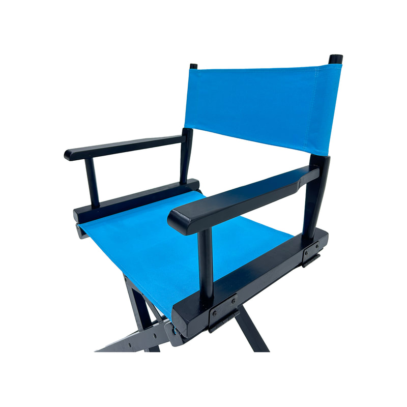 F-DR103-SB Kubrick director's chair in sky blue fabric with black wooden frame 