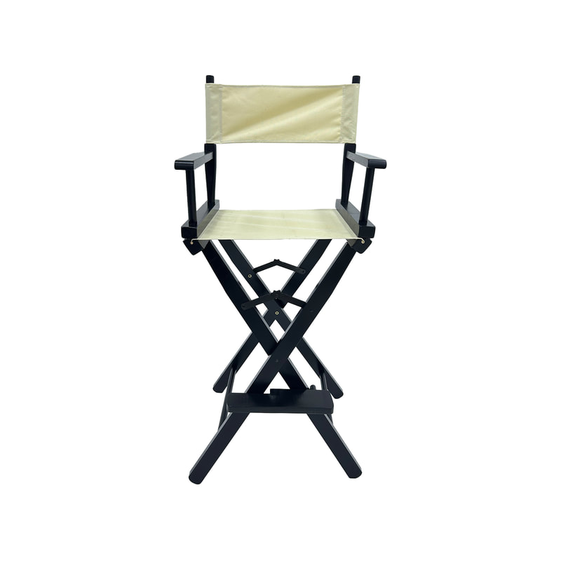 F-DR104-CR Kubrick director's high chair in cream fabric with black wooden frame 