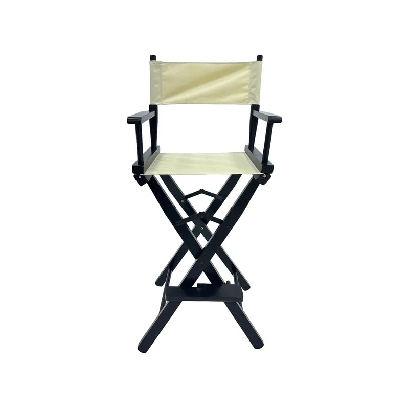 F-DR104-CR Kubrick director's high chair in cream fabric with black wooden frame 