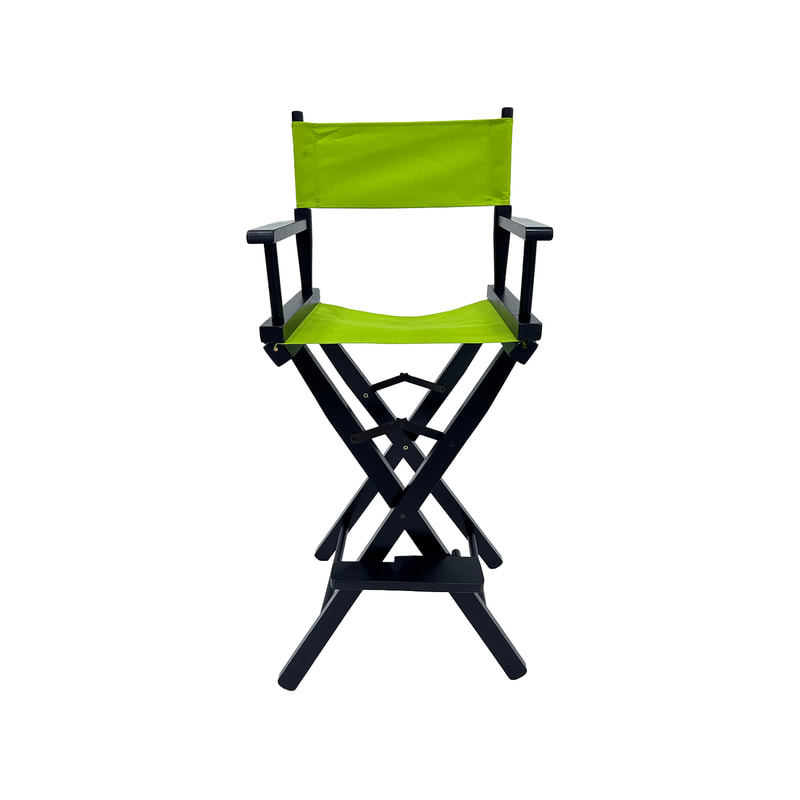 F-DR104-GL Kubrick director's high chair in lime green fabric with black wooden frame 
