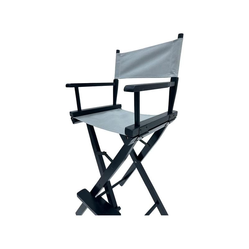 F-DR104-GY Kubrick director's high chair in grey fabric with black wooden frame 