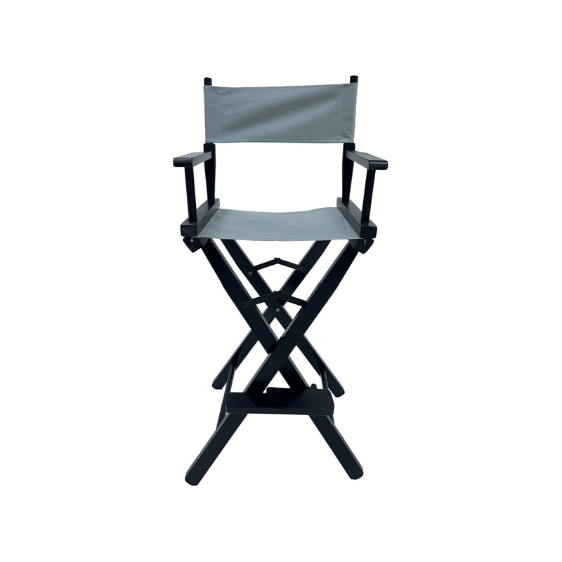 F-DR104-GY Kubrick director's high chair in grey fabric with black wooden frame 