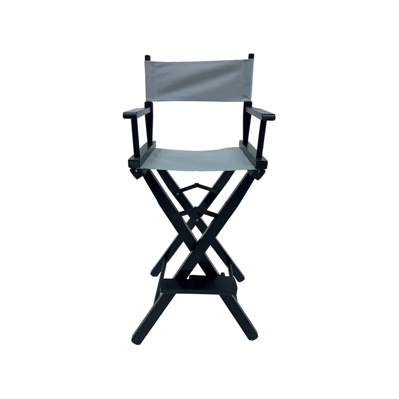 F-DR104-GY Kubrick director's high chair in grey fabric with black wooden frame 