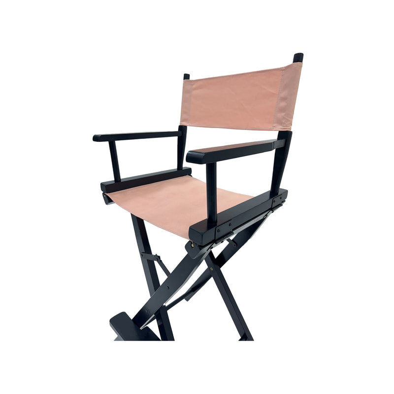 F-DR104-LP Kubrick director's high chair in light pink fabric with black  wooden frame 