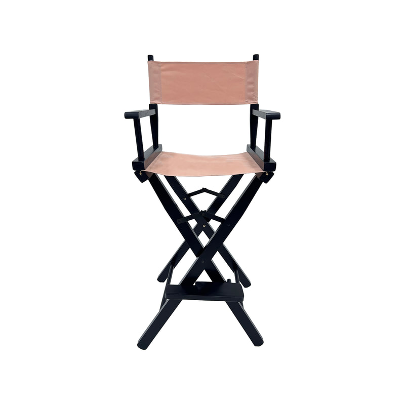 F-DR104-LP Kubrick director's high chair in light pink fabric with black  wooden frame 