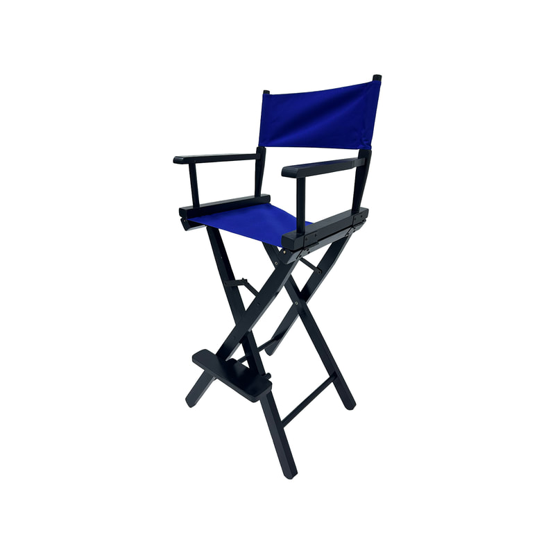 F-DR104-MB Kubrick director's high chair in midnight blue fabric with black wooden frame 