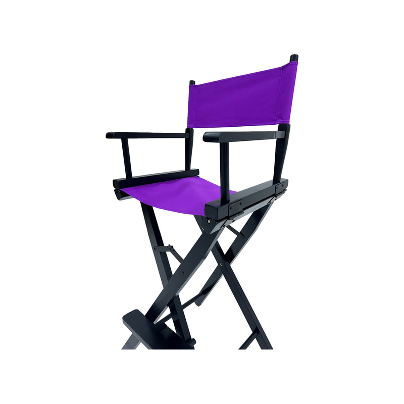 F-DR104-PR Kubrick director's high chair in purple fabric with black wooden frame 