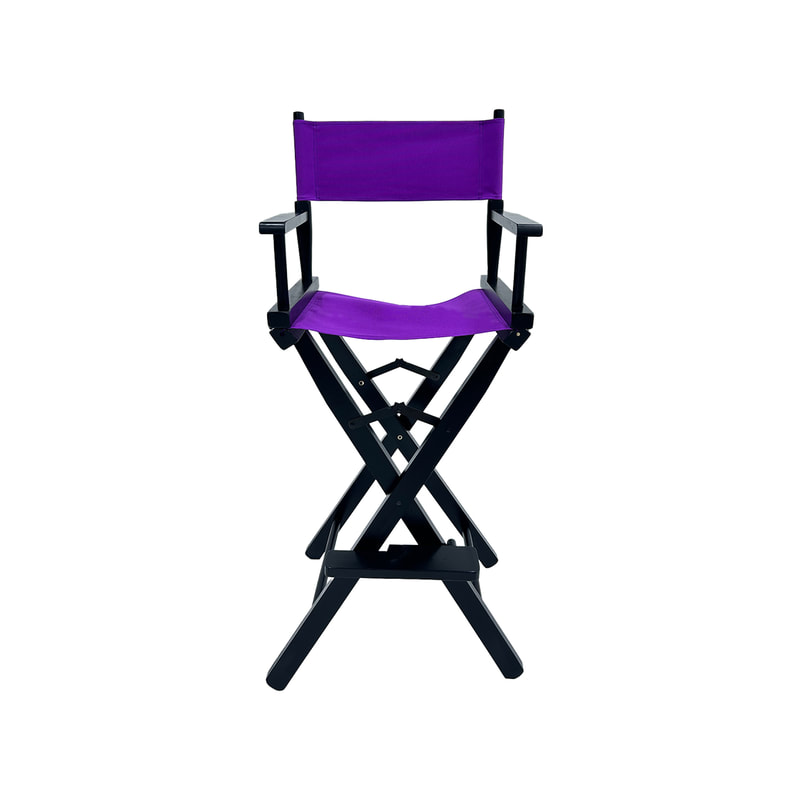 F-DR104-PR Kubrick director's high chair in purple fabric with black wooden frame 