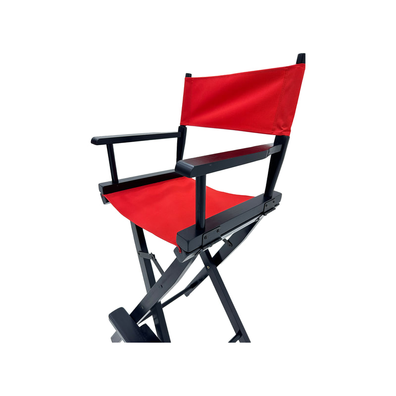 F-DR104-RE Kubrick director's high chair in red fabric with black wooden frame 