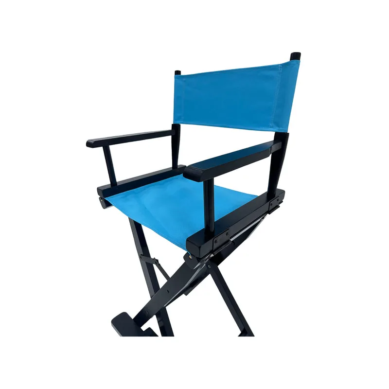 F-DR104-SB Kubrick director's high chair in sky blue fabric with black wooden frame 