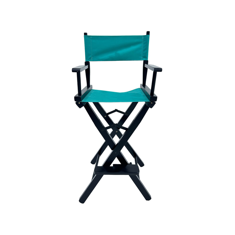 F-DR104-TL Kubrick director's high chair in teal fabric with black wooden frame 